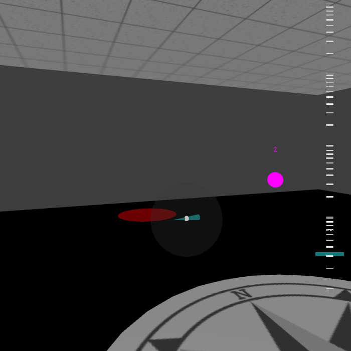 Snapshot of the view of the Virtual Room showing detector features and some room contents